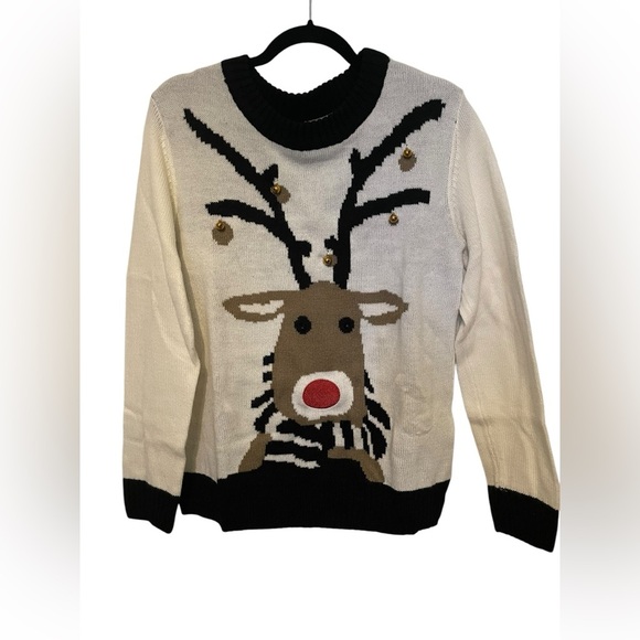 Sweaters - Unisex Ugly Christmas Pullover Sweater - Reindeer Design - Size: M